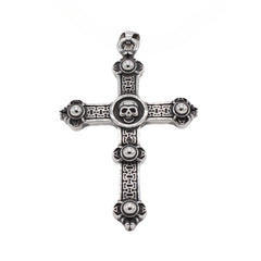 Skeleton Head Saint Latin Cross Titanium Steel Pendant for Men
