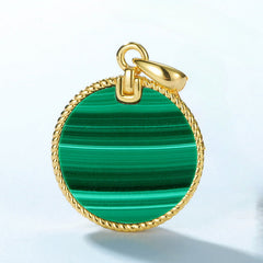 Round Shape Malachite Sterling Silver Pendant