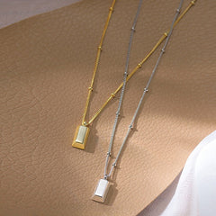 Small Gold Bar Silver Necklace for Women