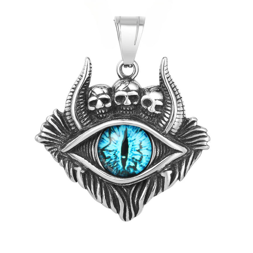 Halloween Horned Skull Devil's Eye Titanium Steel Pendant for Men