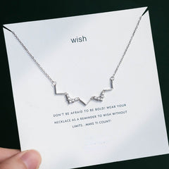 String V with Zircon Silver Necklace for Women