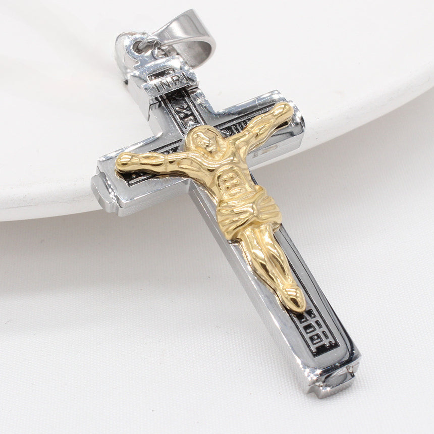 Jesus Crucifix Titanium Steel Pendant for Men