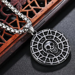 Halloween Smile Skeleton Round Titanium Steel Necklace for Men