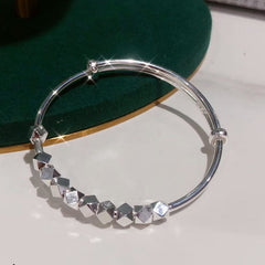 Rotatable Fragmented Beading Silver Bracelet for Women