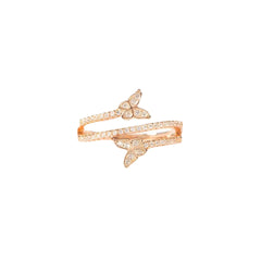 Double Butterfly Zircon Sterling Silver Ring