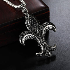 Zircon Childern Flower Titanium Steel Necklace for Men