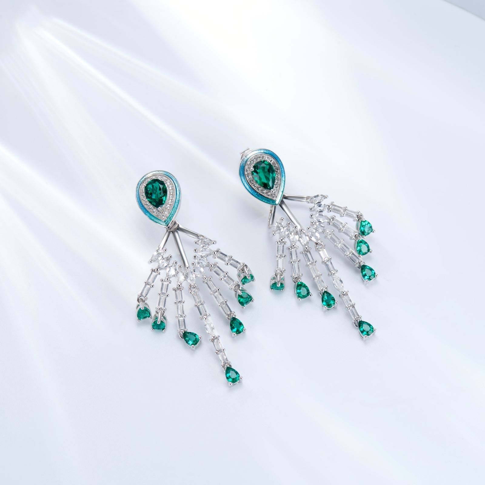 Phoenix Tail Enamel Drop Earrings