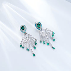 Phoenix Tail Enamel Drop Earrings