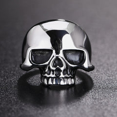 Halloween Punk Style Skull Head Titanium Steel Ring for Men