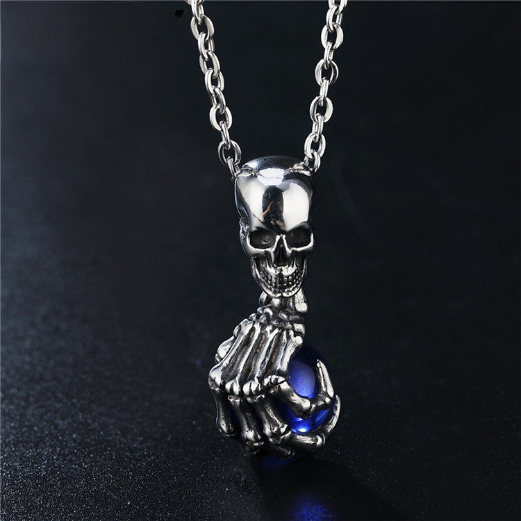 Halloween Skull Ghost Claw Ball Titanium Steel Necklace for Men