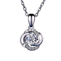 (Pendant Only) Camellia Flower with Zircon Silver Pendant for Women