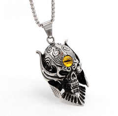 Halloween Demon Eye Aliens Skull Titanium Steel Necklace for Men