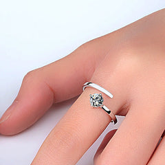 Zircon Opening Silver Couple Ring