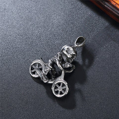 Halloween Riding Bicycle Skull Titanium Steel Pendant for Men