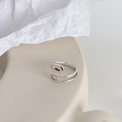 Pin Design Opening Sterling Silver Ring