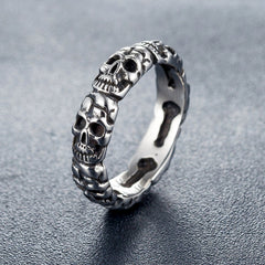 Halloween Beading Skull Face Titanium Steel Ring for Men