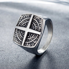 Greek Cross Squrare Titanium Steel Ring for Men