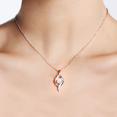 (Pendant Only) Willow Leaf with Zircon Silver Pendant for Women