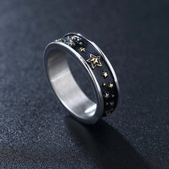 New Starry Sky Personality Vintage Titanium Steel Ring for Men