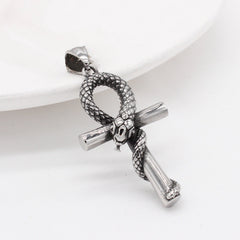 Snake Anhk Cross Titanium Steel Pendant for Men