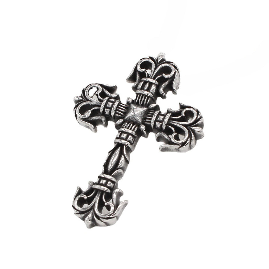 Gothic Relief Saint Latin Cross Titanium Steel Pendant for Men