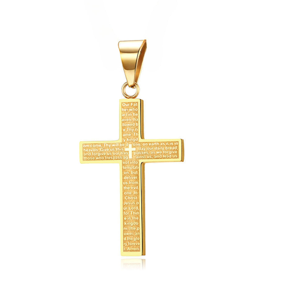 Scripture Latin Cross Titanium Steel Pendant for Men