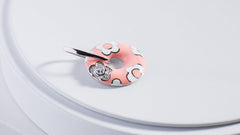 Strawberry Donut Enamel Silver Pendant