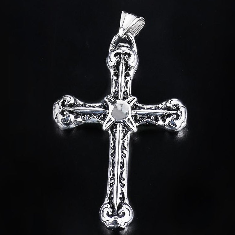 Latin Cross with Cross Star Titanium Steel Pendant for Men