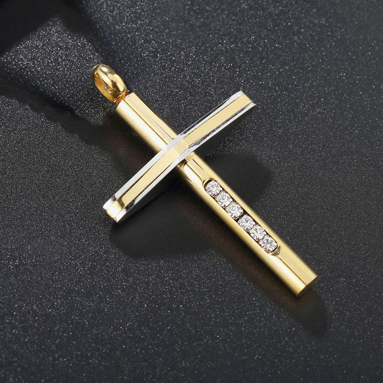 Latin Cross Zircon Titanium Steel Pendant for Men