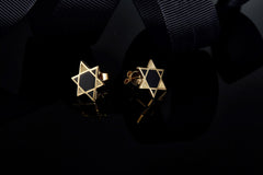 Hexagram Black Enamel Stud Earrings