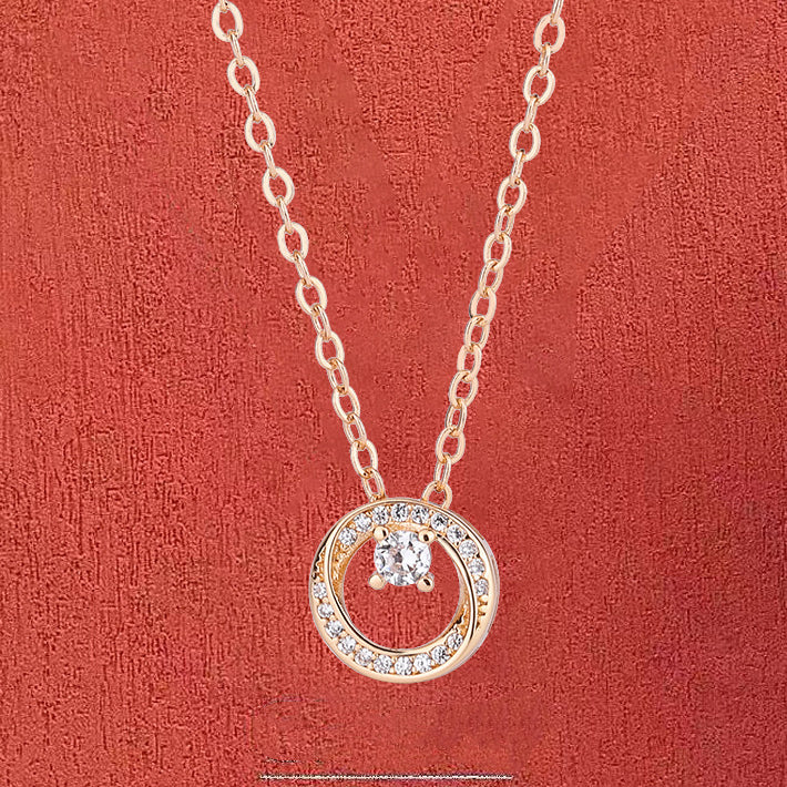 Mobius Circle with Zircon Pendant Silver Necklace for Women