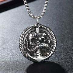 Halloween Anchor Skeleton Titanium Steel Necklace for Men