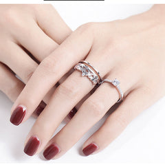 Queen's Crown with Zircon Two In One Silver Ring