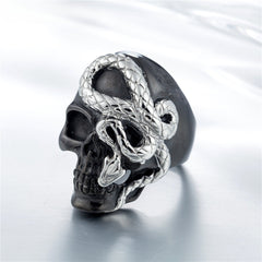 Halloween Skull Snake Titanium Steel Ring for Men