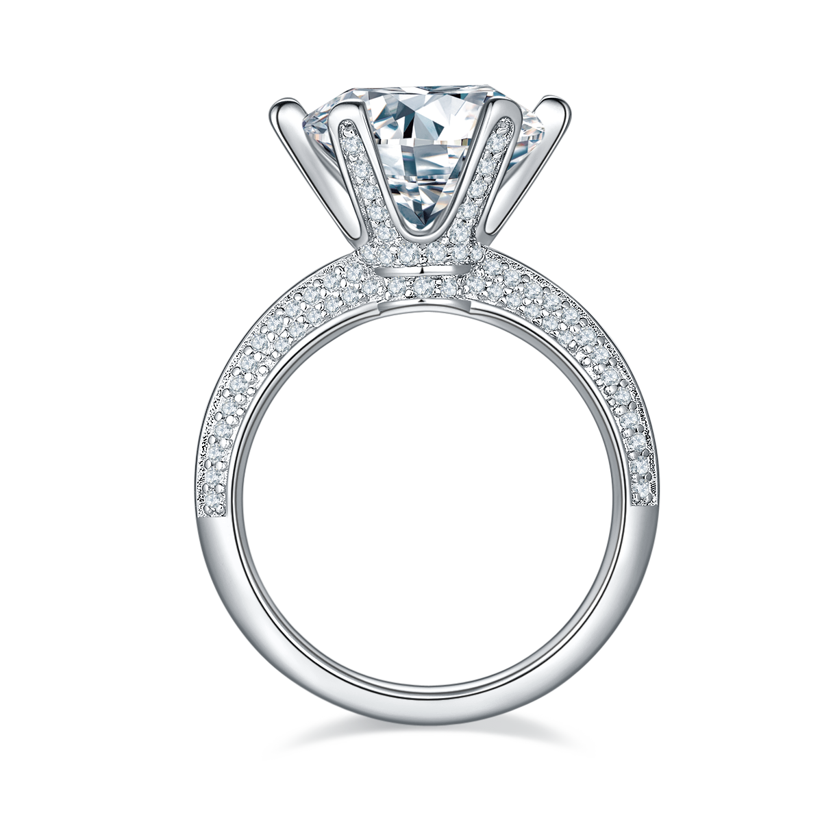 Cathedral 5.0 Carat Round Moissanite Engagement Ring