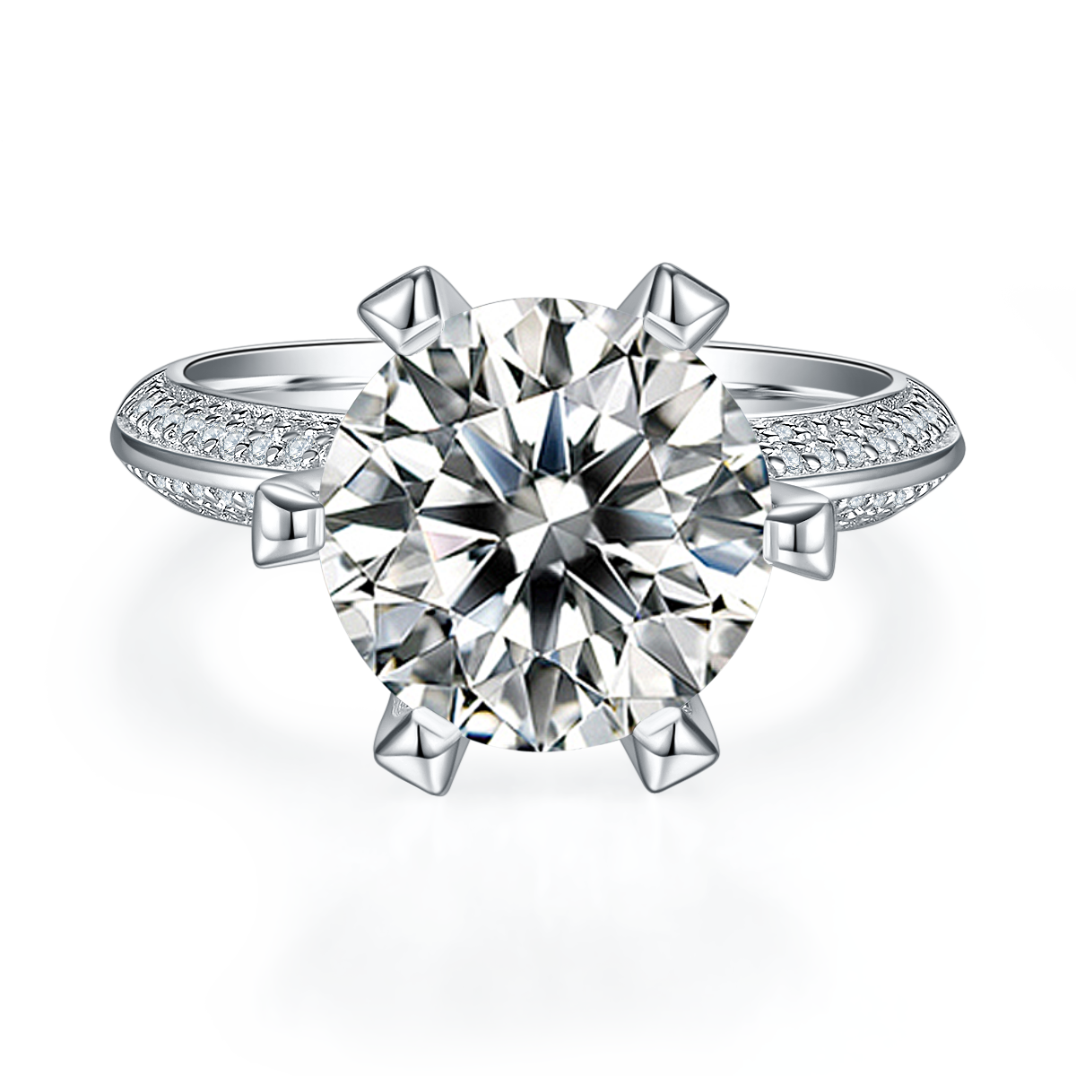 Cathedral 5.0 Carat Round Moissanite Engagement Ring