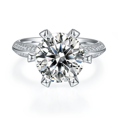 Cathedral 5.0 Carat Round Moissanite Engagement Ring