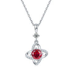 Windmill with Round Cut Red Crystal Necklace