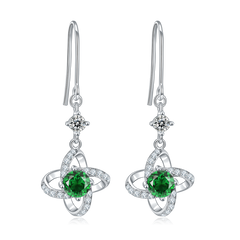 Windmill Round Green Crystal Hook Earrings