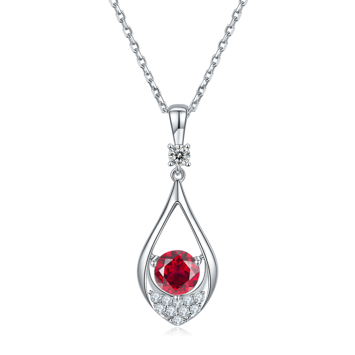 Teardrop Round Cut Red Crystal Necklace