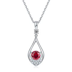 Teardrop Round Cut Red Crystal Necklace