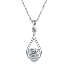 Teardrop with Round Cut Moissanite Necklace