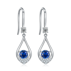 Blue Crystal Teardrop Hook Earrings