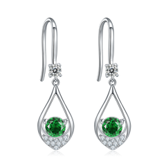 Green Crystal Teardrop Hook Earrings