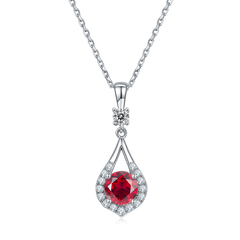 Waterdrop Round Cut Red Crystal Necklace