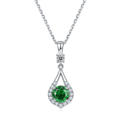 Waterdrop Round Cut Green Crystal Necklace