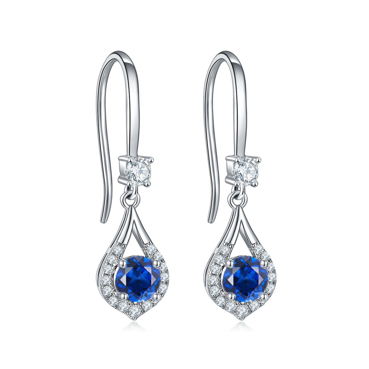 Waterdrop Round Blue Crystal Hook Earrings