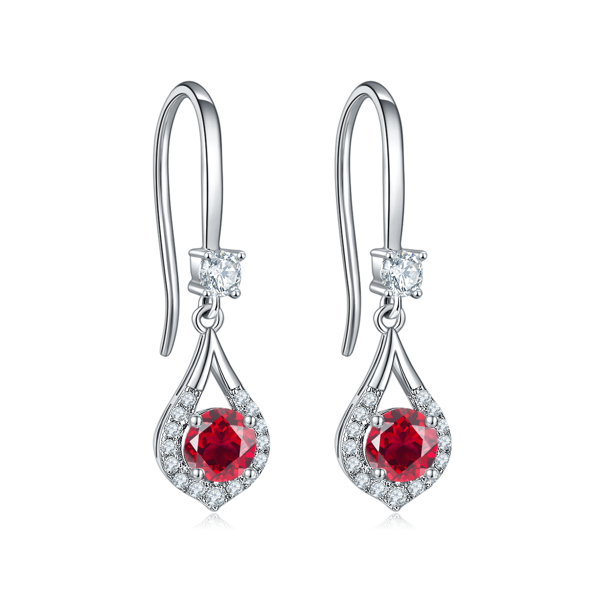 Waterdrop Round Red Crystal Hook Earrings