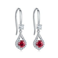 Waterdrop Round Red Crystal Hook Earrings