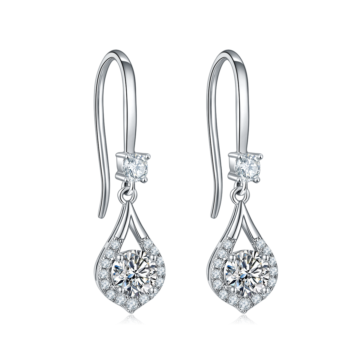 Waterdrop Round Moissanite Hook Earrings